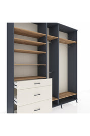 Hyperion Dolap 9 Raflı 3 Çekmeceli 3 Askılı 220x44x243 Antrasit-Çam/Aytaşı