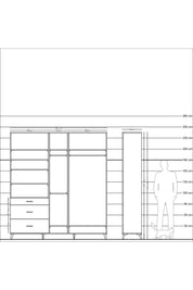 Hyperion Dolap 9 Raflı 3 Çekmeceli 3 Askılı 220x44x243 - S553M038V10B