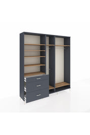 Hyperion Dolap 9 Raflı 3 Çekmeceli 3 Askılı 220x44x243 Antrasit-Çam/Antrasit