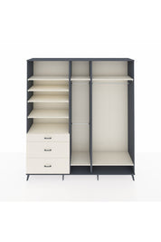 Hyperion Dolap 9 Raflı 3 Çekmeceli 3 Askılı 220x44x243 Antrasit-Aytaşı/Aytaşı