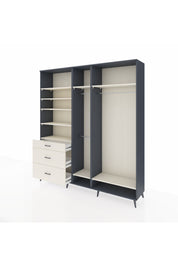 Hyperion Dolap 9 Raflı 3 Çekmeceli 3 Askılı 220x44x243 Antrasit-Aytaşı/Aytaşı