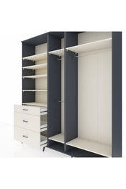 Hyperion Dolap 9 Raflı 3 Çekmeceli 3 Askılı 220x44x243 Antrasit-Aytaşı/Aytaşı