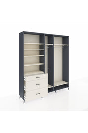 Hyperion Dolap 9 Raflı 3 Çekmeceli 3 Askılı 220x44x243 Antrasit-Aytaşı/Aytaşı