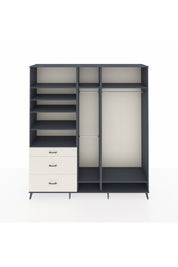 Hyperion Dolap 9 Raflı 3 Çekmeceli 3 Askılı 220x44x243 Antrasit-Antrasit/Aytaşı