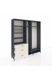 Hyperion Dolap 9 Raflı 3 Çekmeceli 3 Askılı 220x44x243 Antrasit-Antrasit/Aytaşı