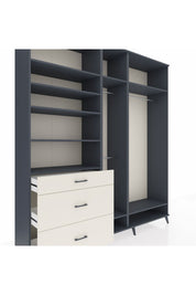 Hyperion Dolap 9 Raflı 3 Çekmeceli 3 Askılı 220x44x243 Antrasit-Antrasit/Aytaşı