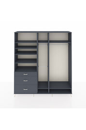 Hyperion Dolap 9 Raflı 3 Çekmeceli 3 Askılı 220x44x243 Antrasit-Antrasit/Antrasit