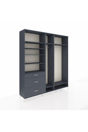 Hyperion Dolap 9 Raflı 3 Çekmeceli 3 Askılı 220x44x243 Antrasit-Antrasit/Antrasit