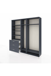 Hyperion Dolap 9 Raflı 3 Çekmeceli 3 Askılı 220x44x243 Antrasit-Antrasit/Antrasit