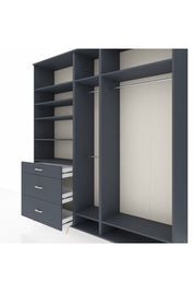 Hyperion Dolap 9 Raflı 3 Çekmeceli 3 Askılı 220x44x243 Antrasit-Antrasit/Antrasit