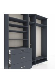 Hyperion Dolap 9 Raflı 3 Çekmeceli 3 Askılı 220x44x243 Antrasit-Antrasit/Antrasit