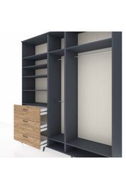 Hyperion Dolap 9 Raflı 3 Çekmeceli 3 Askılı 220x44x243 Antrasit-Antrasit/Çam