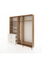 Hyperion Dolap 9 Raflı 3 Çekmeceli 3 Askılı 220x44x243 Çam-Çam/Aytaşı