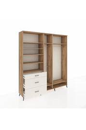 Hyperion Dolap 9 Raflı 3 Çekmeceli 3 Askılı 220x44x243 Çam-Çam/Aytaşı