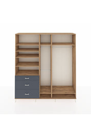 Hyperion Dolap 9 Raflı 3 Çekmeceli 3 Askılı 220x44x243 Çam-Çam/Antrasit