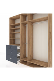 Hyperion Dolap 9 Raflı 3 Çekmeceli 3 Askılı 220x44x243 Çam-Çam/Antrasit