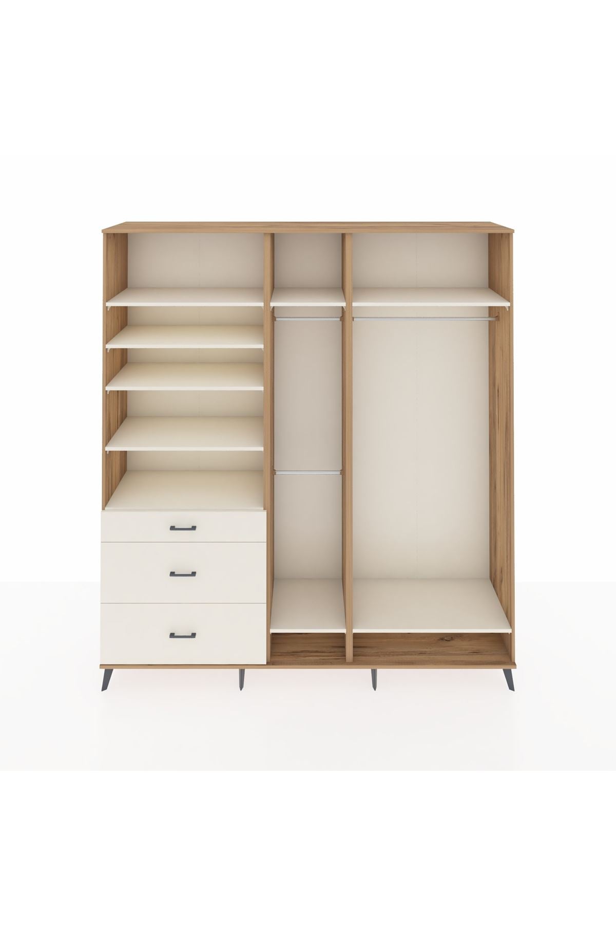 Hyperion Dolap 9 Raflı 3 Çekmeceli 3 Askılı 220x44x243 Çam-Aytaşı/Aytaşı