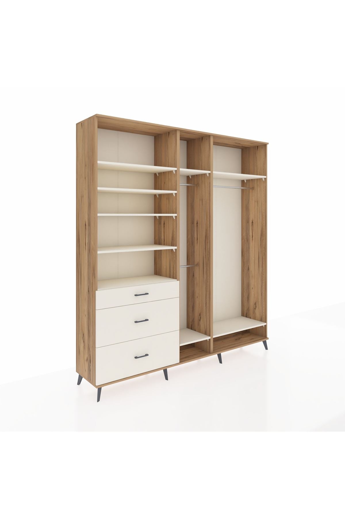 Hyperion Dolap 9 Raflı 3 Çekmeceli 3 Askılı 220x44x243 Çam-Aytaşı/Aytaşı