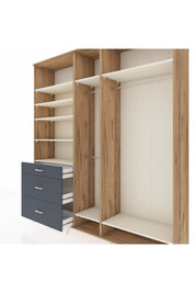 Hyperion Dolap 9 Raflı 3 Çekmeceli 3 Askılı 220x44x243 Çam-Aytaşı/Antrasit