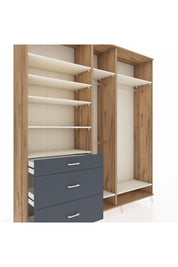 Hyperion Dolap 9 Raflı 3 Çekmeceli 3 Askılı 220x44x243 Çam-Aytaşı/Antrasit