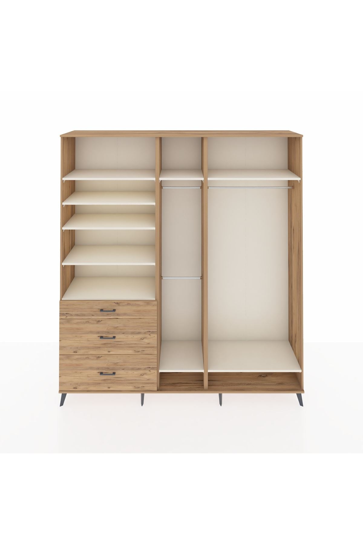 Hyperion Dolap 9 Raflı 3 Çekmeceli 3 Askılı 220x44x243 Çam-Aytaşı/Çam