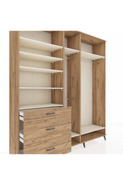 Hyperion Dolap 9 Raflı 3 Çekmeceli 3 Askılı 220x44x243 Çam-Aytaşı/Çam