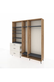 Hyperion Dolap 9 Raflı 3 Çekmeceli 3 Askılı 220x44x243 Çam-Antrasit/Aytaşı