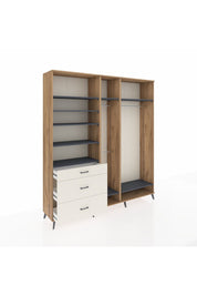 Hyperion Dolap 9 Raflı 3 Çekmeceli 3 Askılı 220x44x243 Çam-Antrasit/Aytaşı