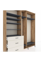 Hyperion Dolap 9 Raflı 3 Çekmeceli 3 Askılı 220x44x243 Çam-Antrasit/Aytaşı