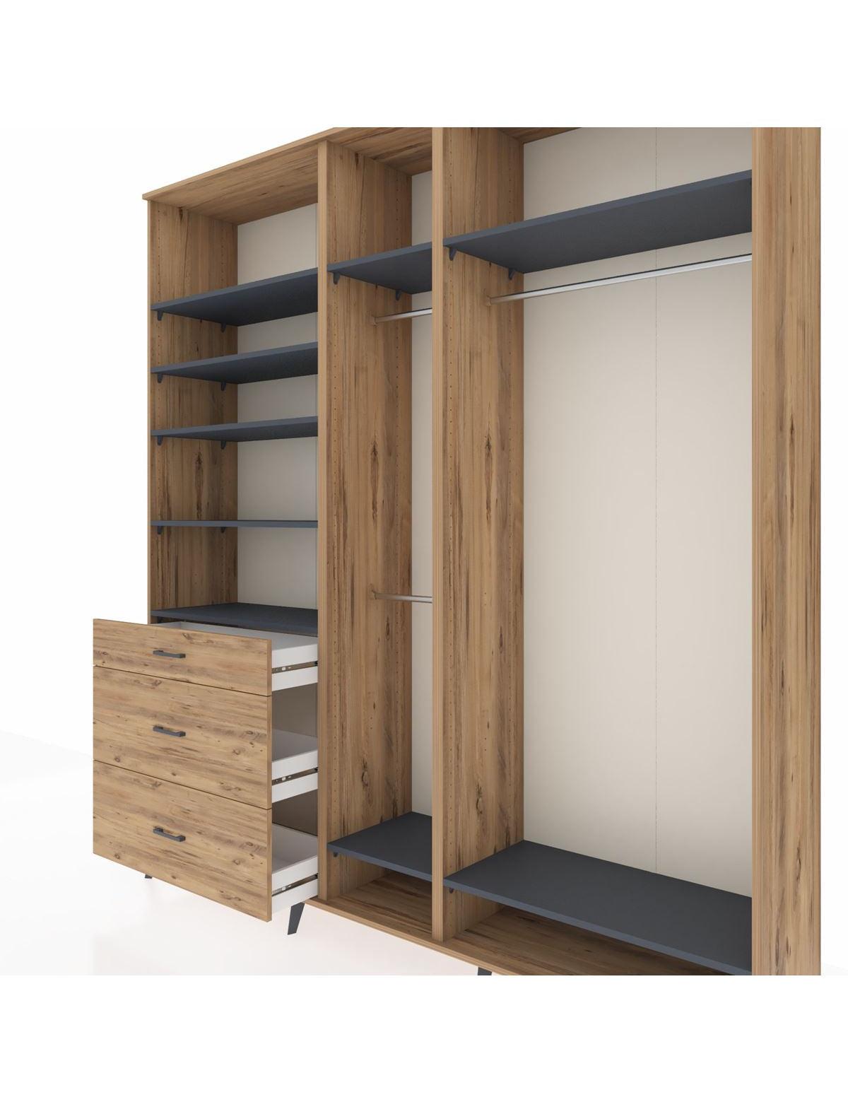 Hyperion Dolap 9 Raflı 3 Çekmeceli 3 Askılı 220x44x243 - S553M038V27B