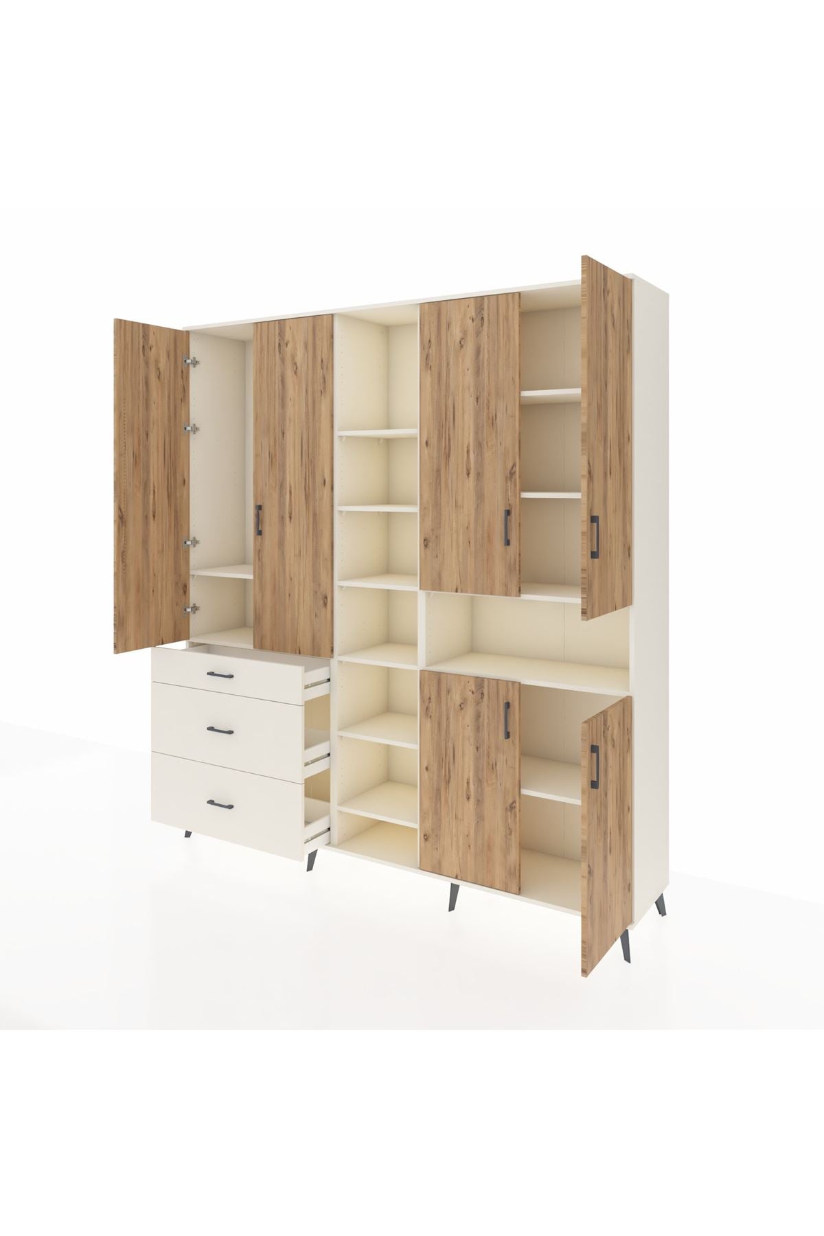 Hyperion Dolap 13 Raflı 3 Çekmeceli 6 Kapaklı 220x44x243 - S553M039V01B