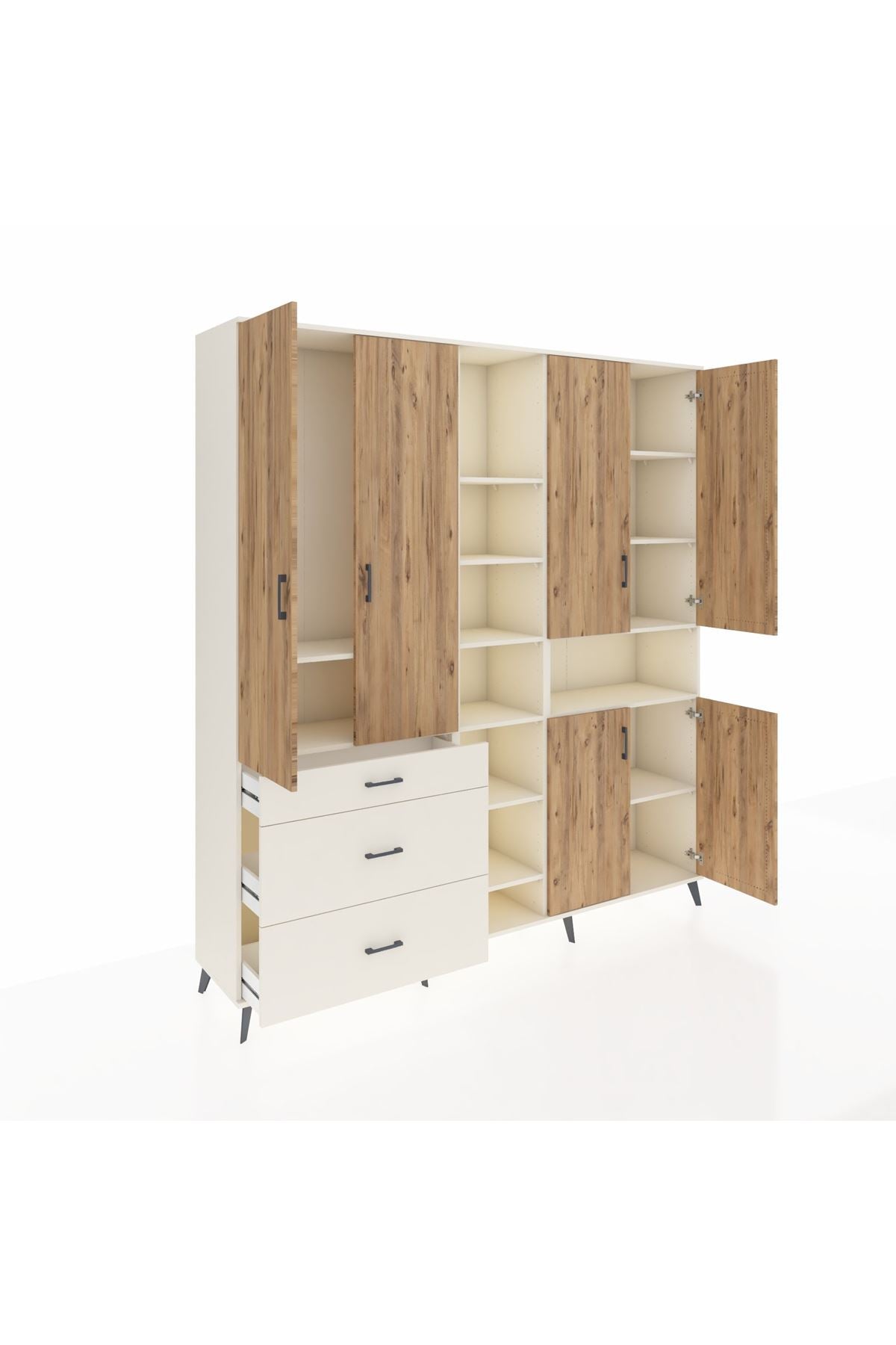 Hyperion Dolap 13 Raflı 3 Çekmeceli 6 Kapaklı 220x44x243 - S553M039V01B