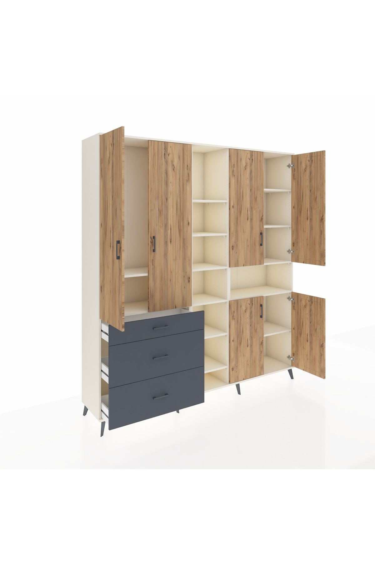 Hyperion Dolap 13 Raflı 3 Çekmeceli 6 Kapaklı 220x44x243 - S553M039V02B