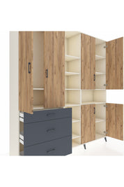Hyperion Dolap 13 Raflı 3 Çekmeceli 6 Kapaklı 220x44x243 - S553M039V02B
