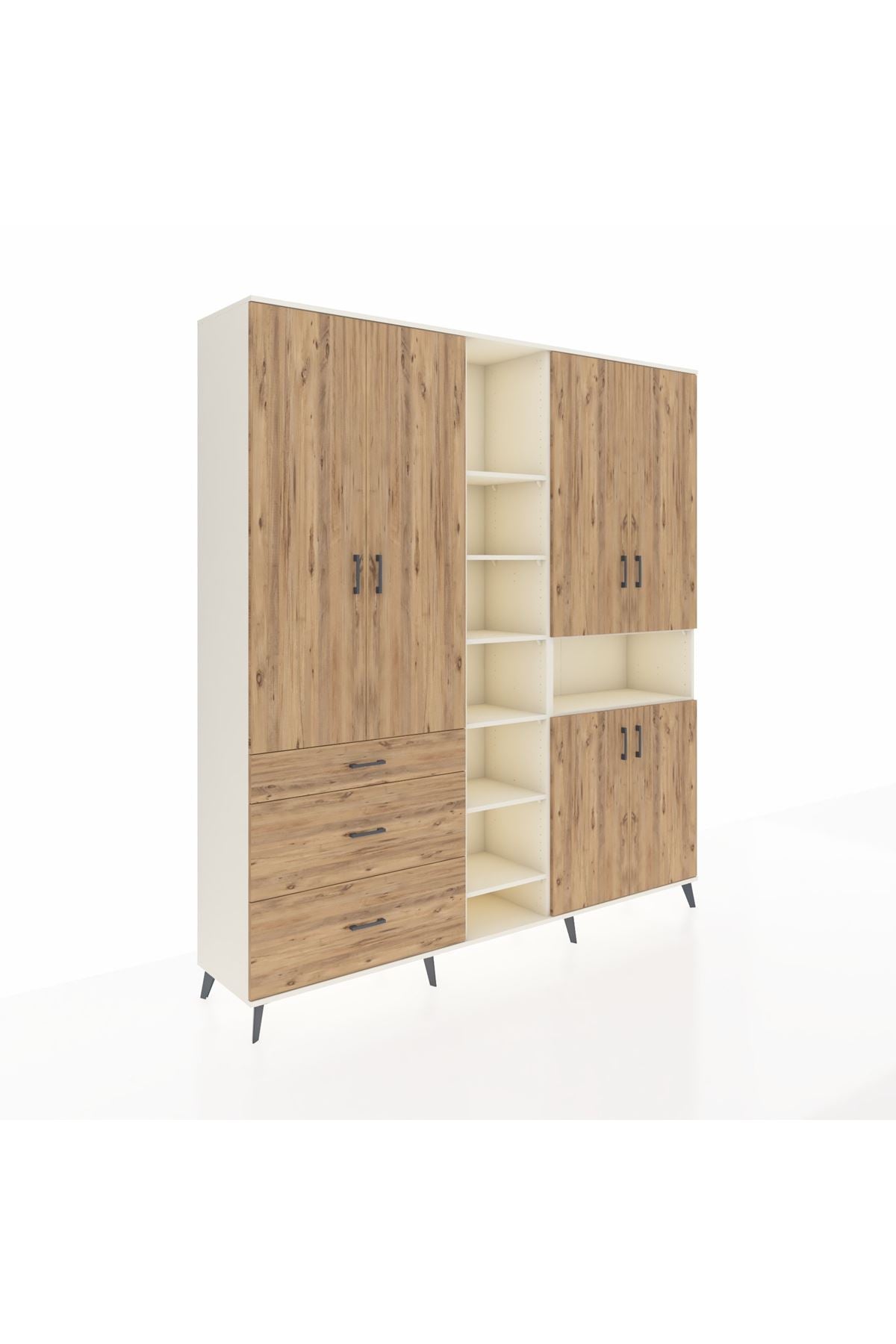 Hyperion Dolap 13 Raflı 3 Çekmeceli 6 Kapaklı 220x44x243 - S553M039V03B