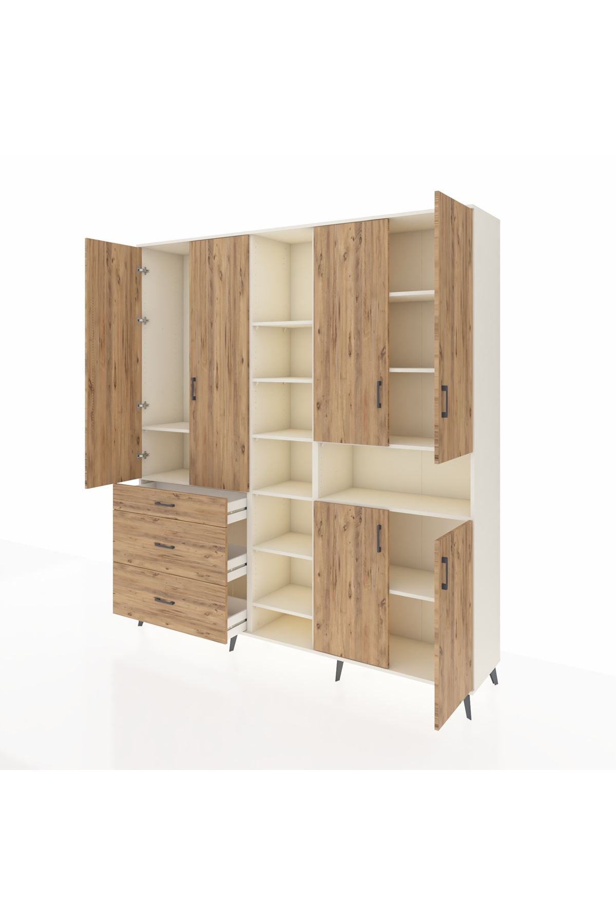 Hyperion Dolap 13 Raflı 3 Çekmeceli 6 Kapaklı 220x44x243 - S553M039V03B