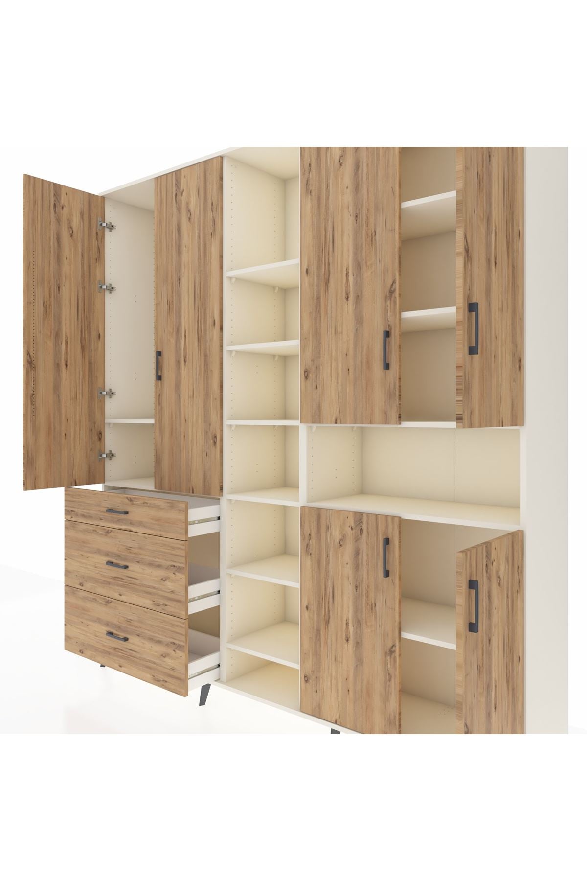 Hyperion Dolap 13 Raflı 3 Çekmeceli 6 Kapaklı 220x44x243 - S553M039V03B