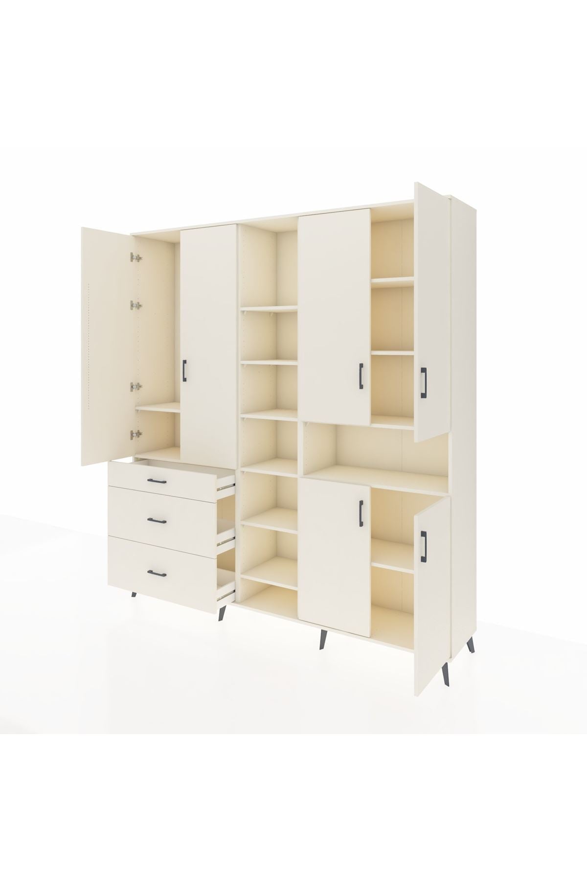 Hyperion Dolap 13 Raflı 3 Çekmeceli 6 Kapaklı 220x44x243 - S553M039V04B