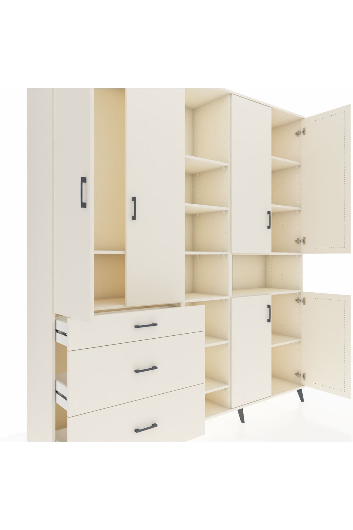 Hyperion Dolap 13 Raflı 3 Çekmeceli 6 Kapaklı 220x44x243 - S553M039V04B