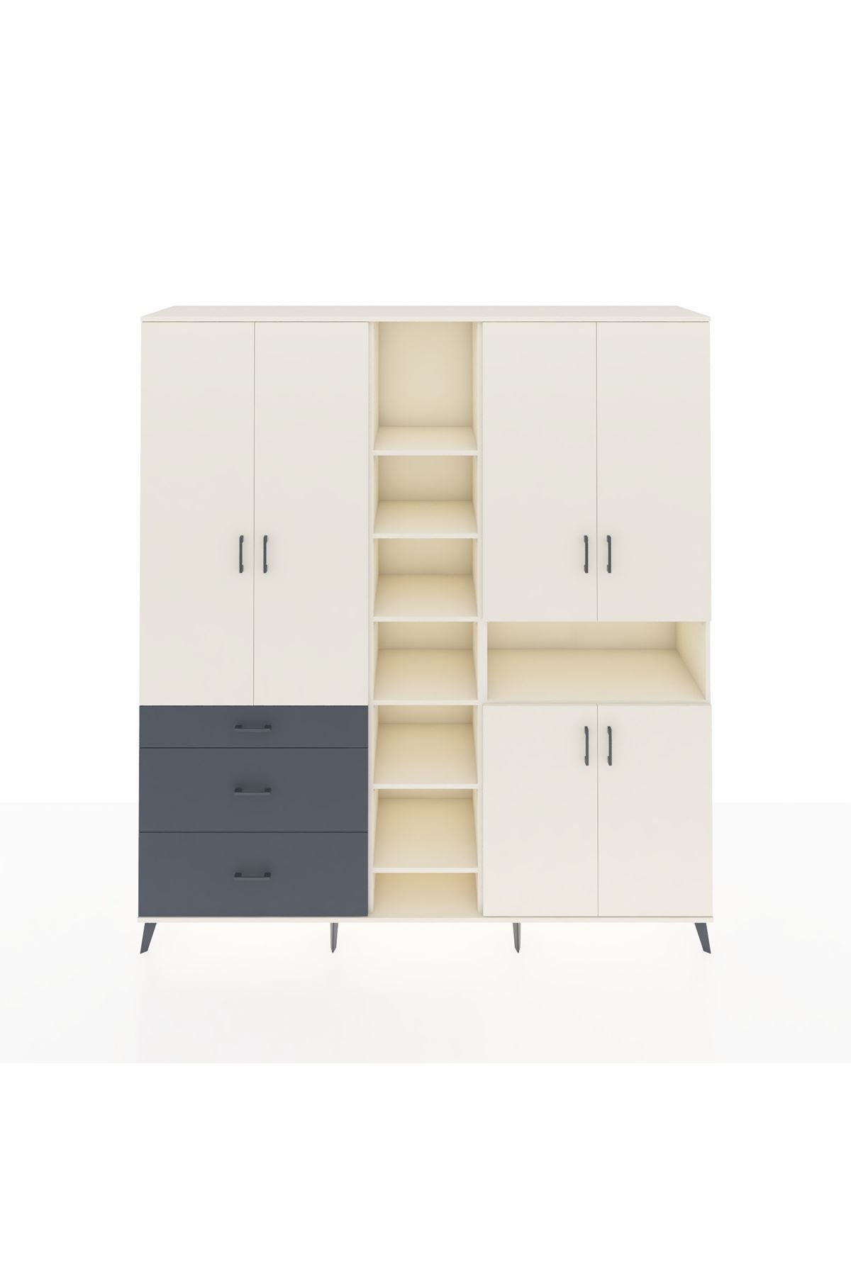 Hyperion Dolap 13 Raflı 3 Çekmeceli 6 Kapaklı 220x44x243 - S553M039V05B