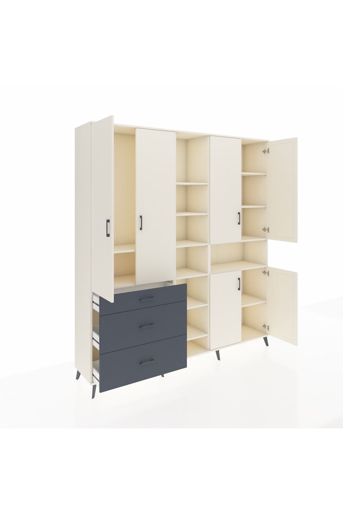 Hyperion Dolap 13 Raflı 3 Çekmeceli 6 Kapaklı 220x44x243 - S553M039V05B