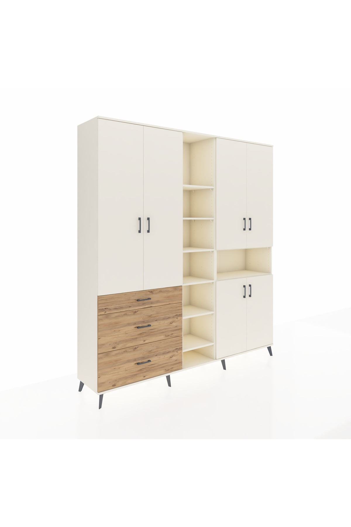 Hyperion Dolap 13 Raflı 3 Çekmeceli 6 Kapaklı 220x44x243 - S553M039V06B