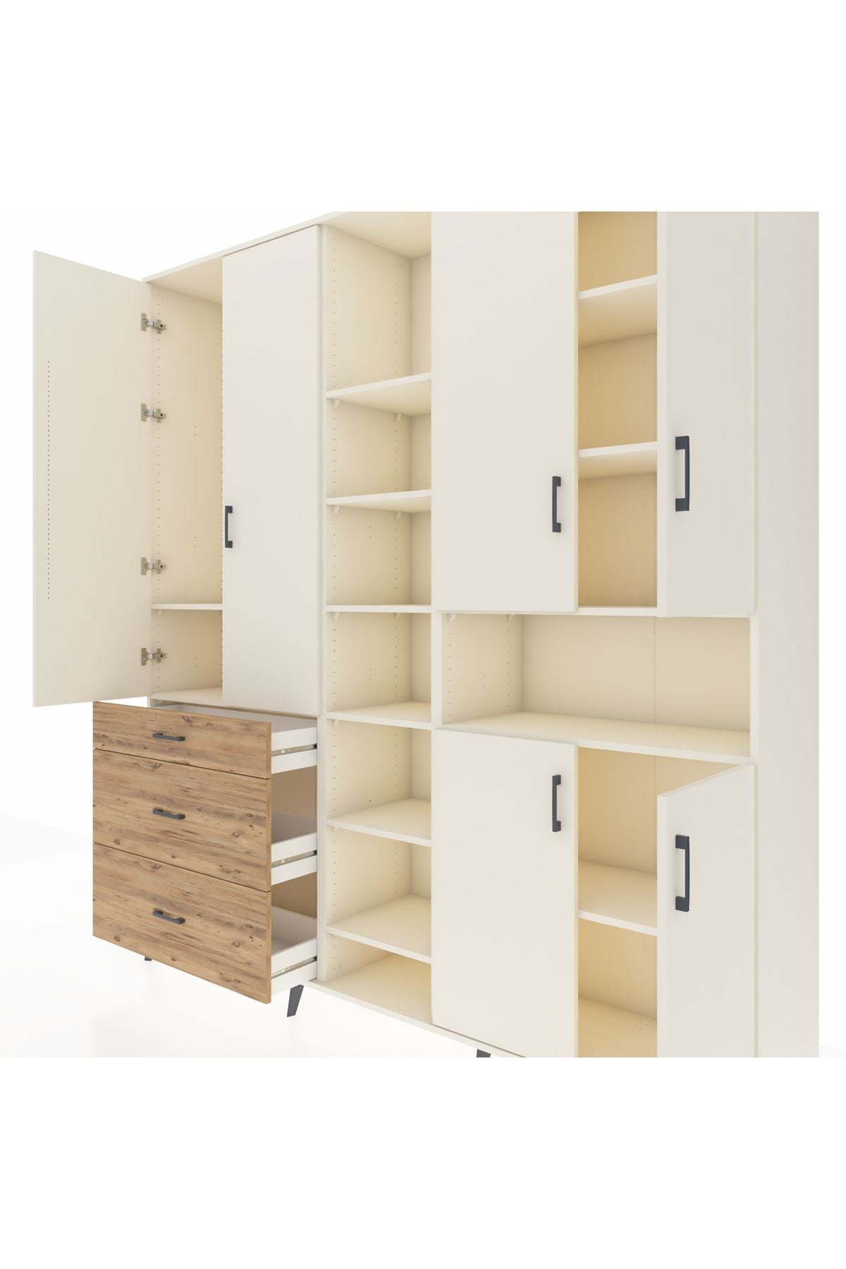 Hyperion Dolap 13 Raflı 3 Çekmeceli 6 Kapaklı 220x44x243 - S553M039V06B