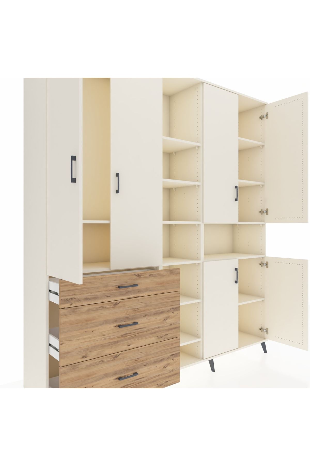 Hyperion Dolap 13 Raflı 3 Çekmeceli 6 Kapaklı 220x44x243 - S553M039V06B