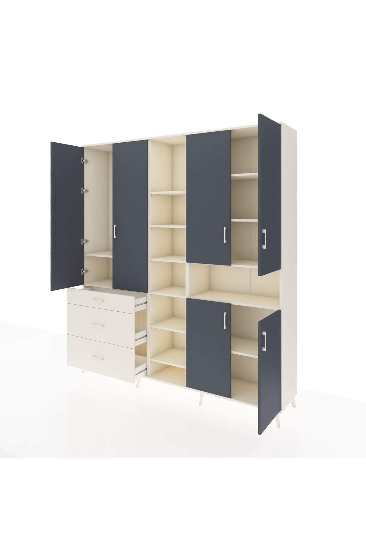 Hyperion Dolap 13 Raflı 3 Çekmeceli 6 Kapaklı 220x44x243 - S553M039V07B