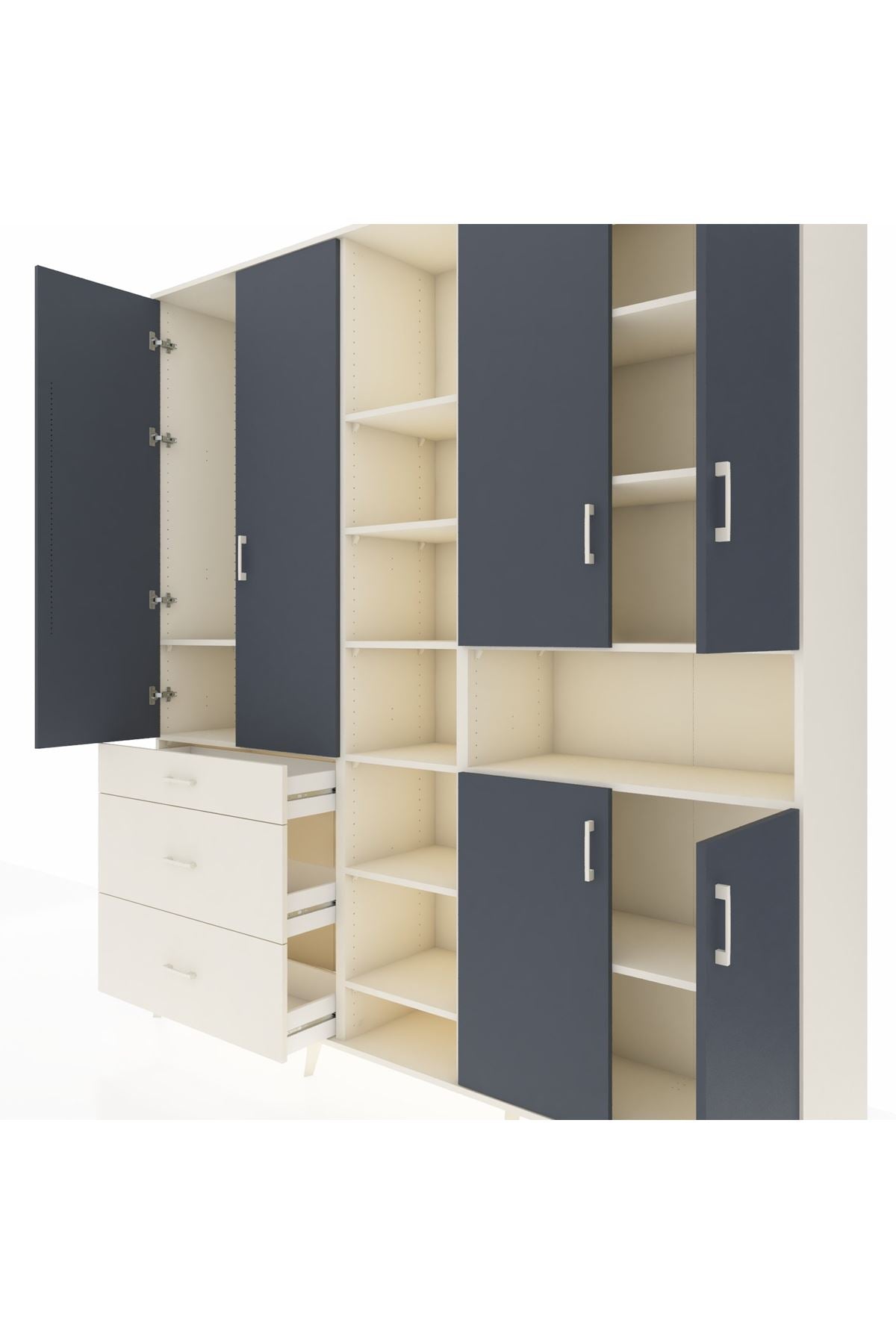 Hyperion Dolap 13 Raflı 3 Çekmeceli 6 Kapaklı 220x44x243 - S553M039V07B