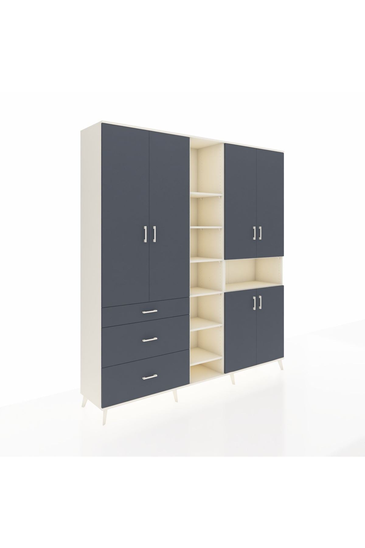 Hyperion Dolap 13 Raflı 3 Çekmeceli 6 Kapaklı 220x44x243 - S553M039V08B