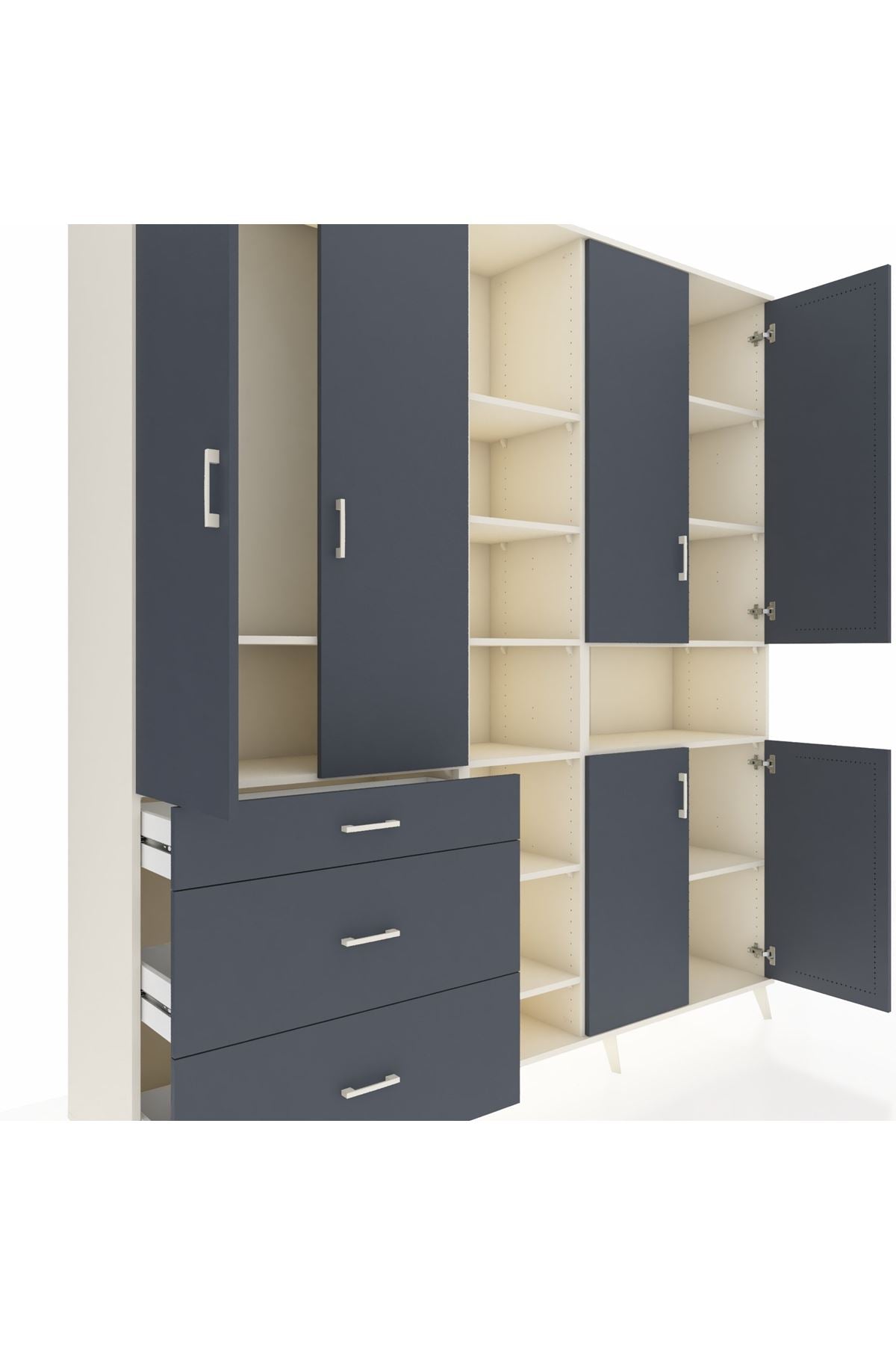 Hyperion Dolap 13 Raflı 3 Çekmeceli 6 Kapaklı 220x44x243 - S553M039V08B