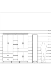 Hyperion Dolap 13 Raflı 3 Çekmeceli 6 Kapaklı 220x44x243 - S553M039V08B