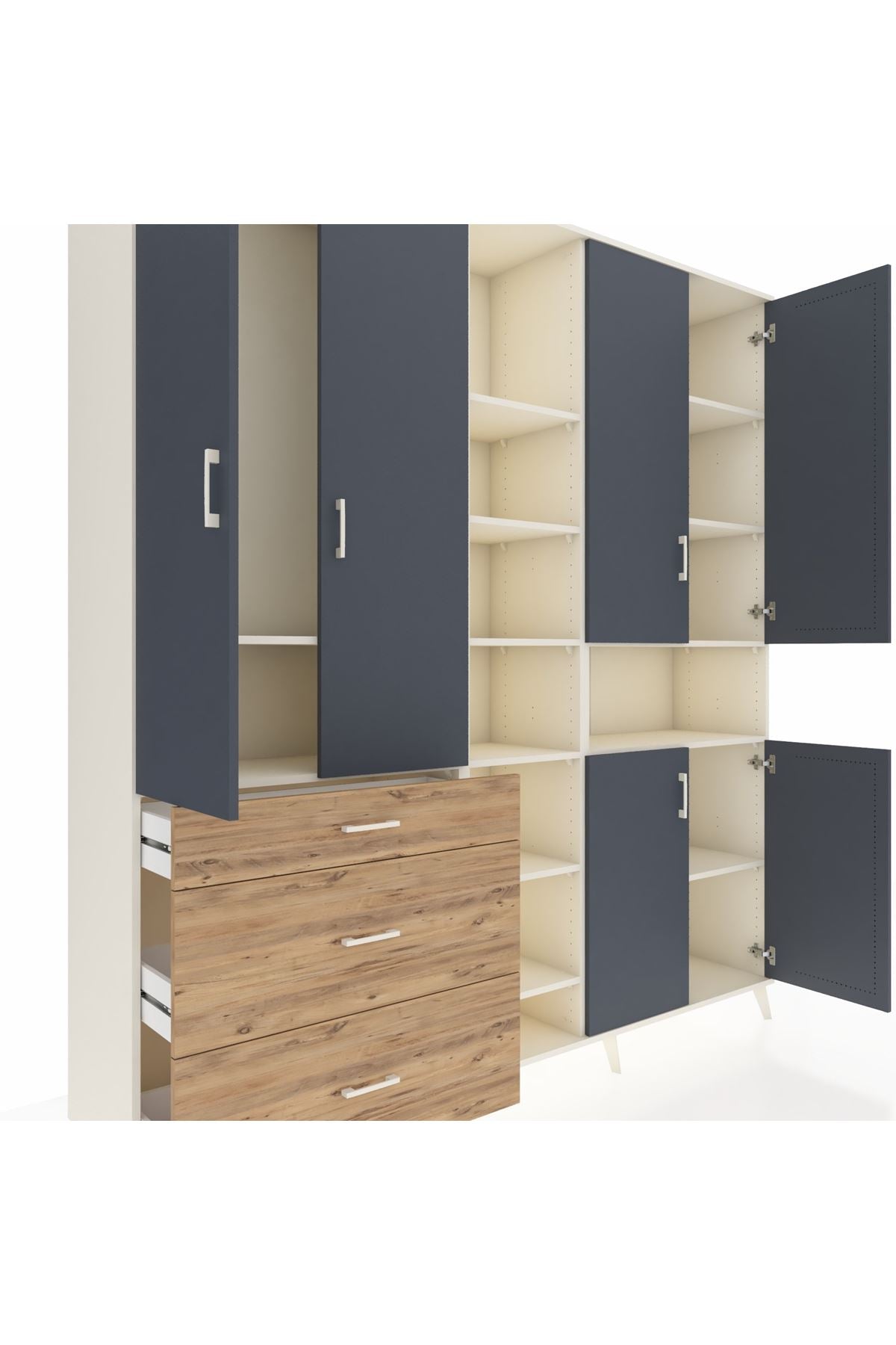 Hyperion Dolap 13 Raflı 3 Çekmeceli 6 Kapaklı 220x44x243 - S553M039V09B